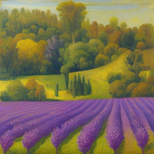 Purple Lavender Fields in French Countryside