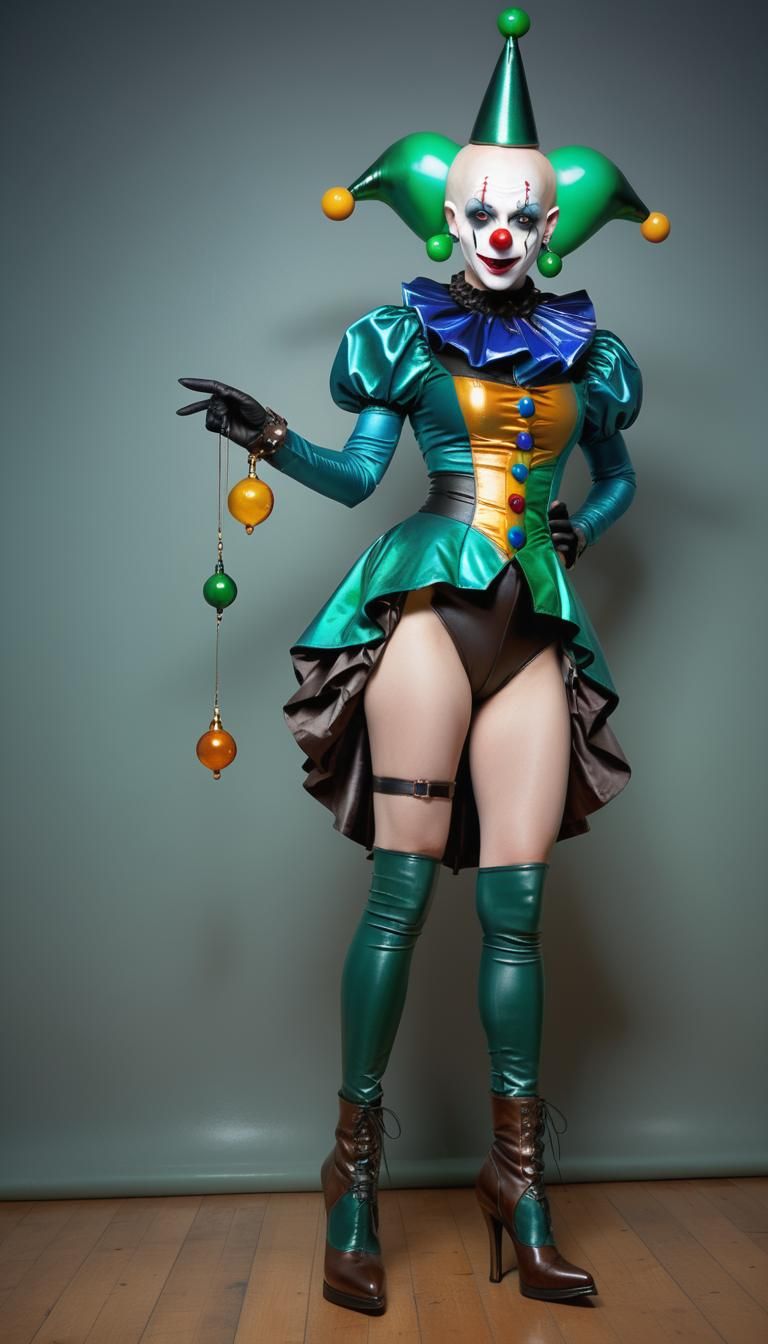 Gothic Alien Clown in Harlequin Uniform