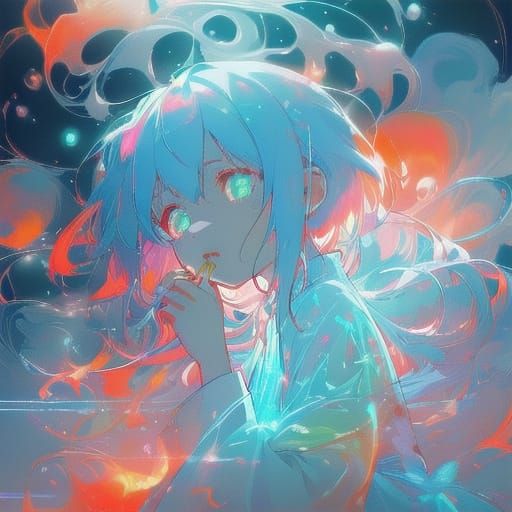 Children Enjoying Luminous Desserts in Vibrant Digital Art