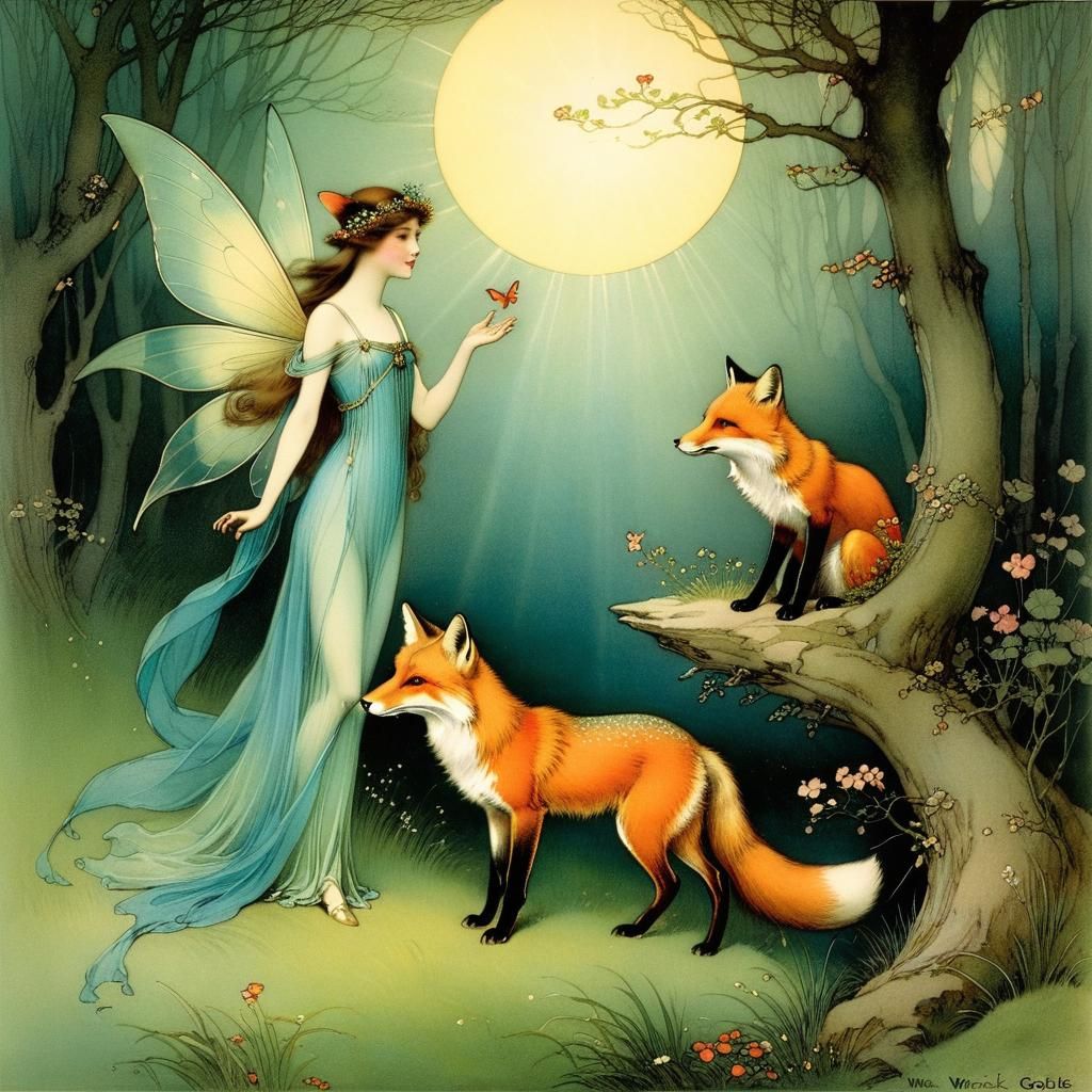 Ethereal Fairy and Fox Illustration