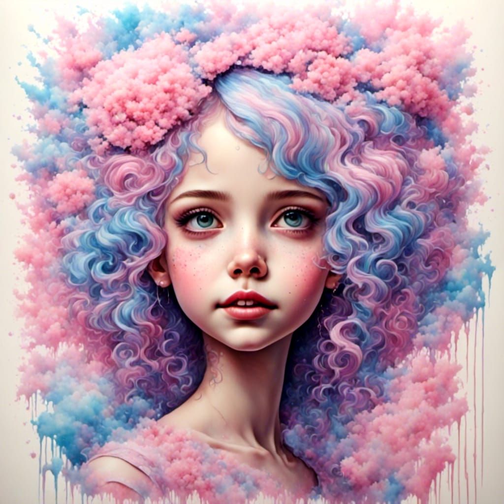 Portrait of a girl with cotton candy hair