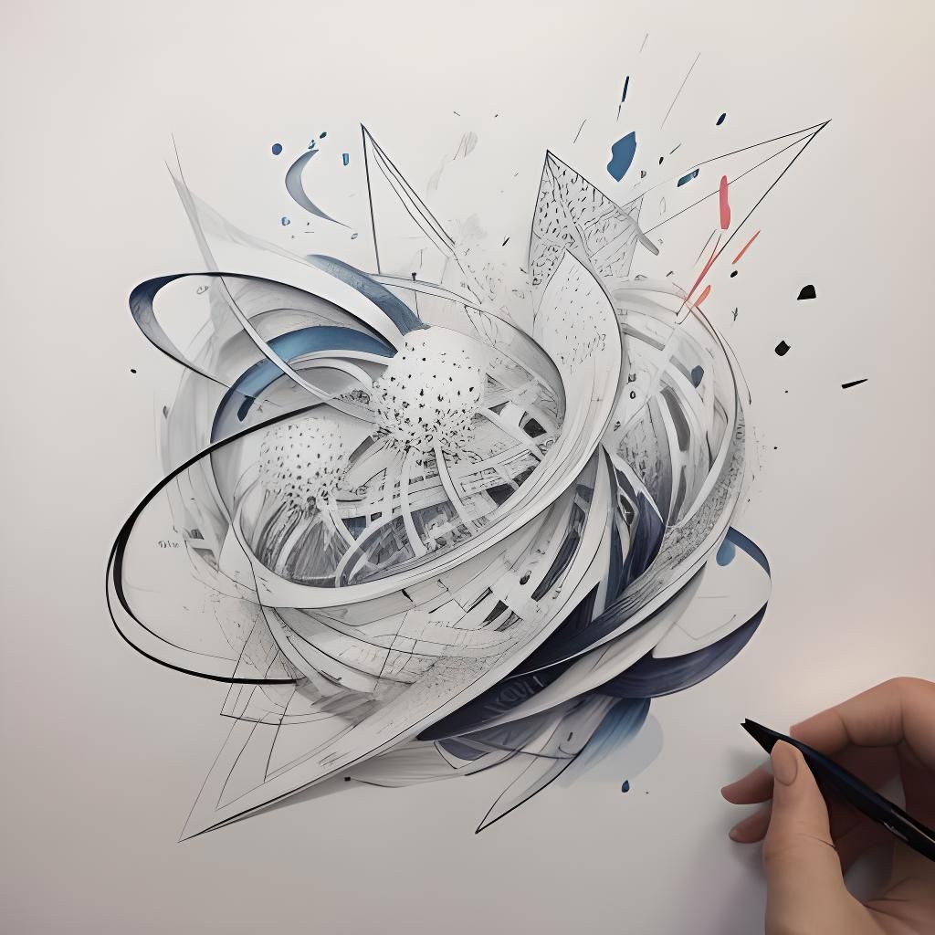 Abstract Paper Art Drawing with Pen and Ink