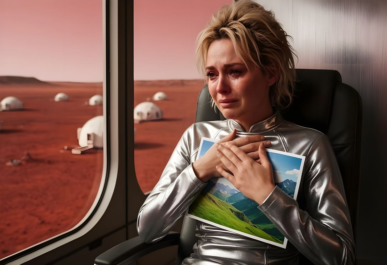 Tearful Woman on Mars Yearns for Earth