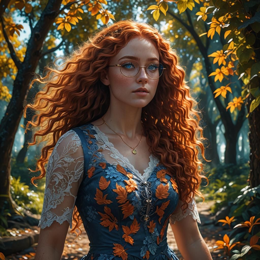Fantasy Woman with Red Hair in Matte Painting