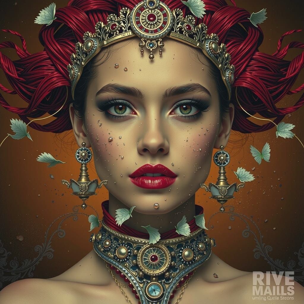 Abstract Swirling Red Forms in Dynamic Motion