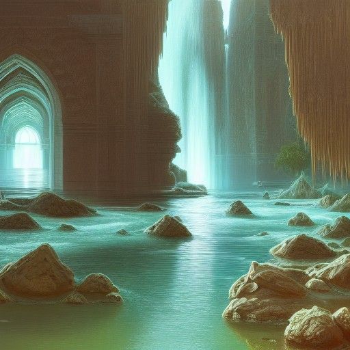 Holy Purifying Water in Neon Fantasy Art Style