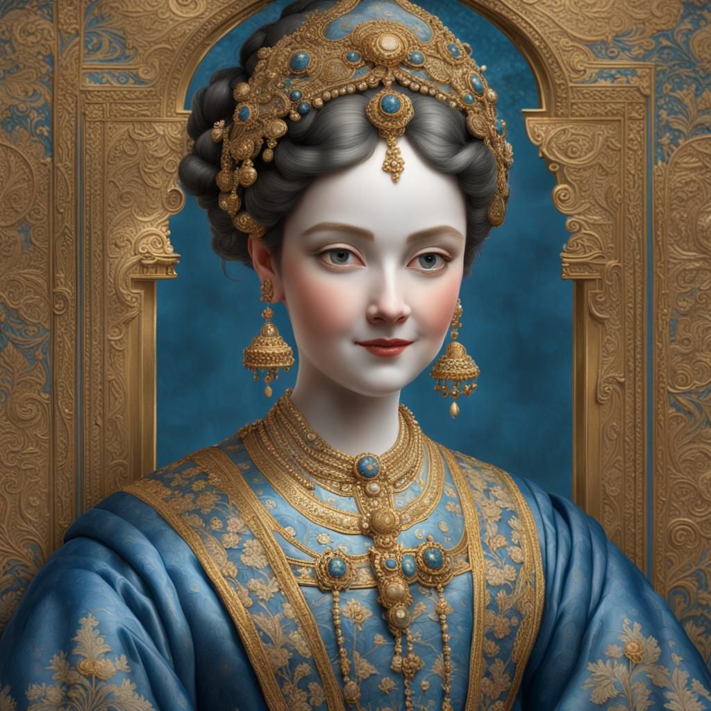 Elegant Woman with Keys Opens Doorway: Astral Illustration