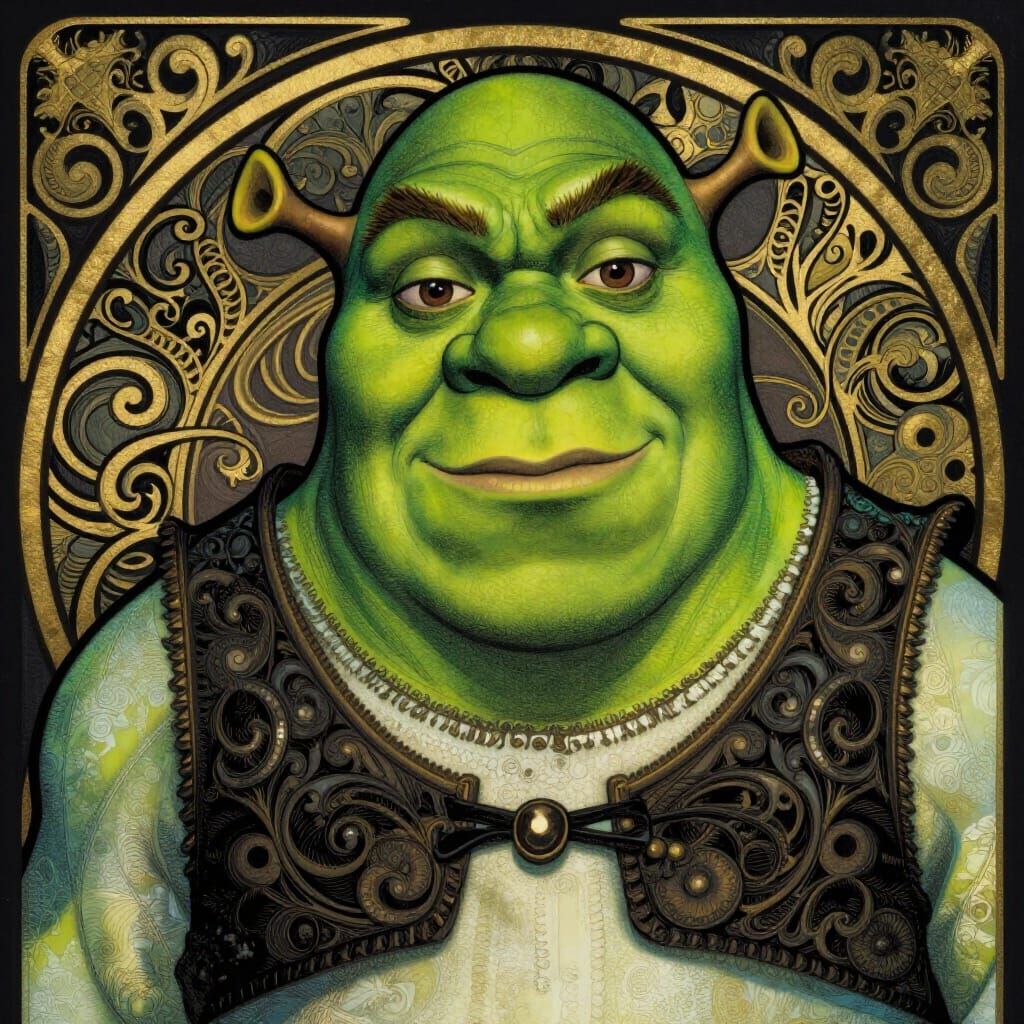 Shrek Portrait in Art Nouveau Style