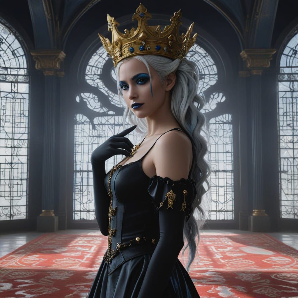 Ethereal Angel with Porcelain Blue Skin in Dark Stormy Skies