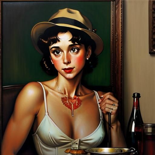 Sleazy Detective in Norman Rockwell Oil Painting