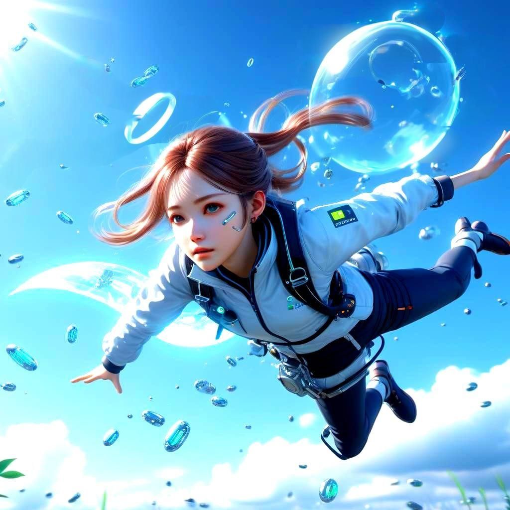 Levitation Gene Discovery: Girl Flying in Anime Style