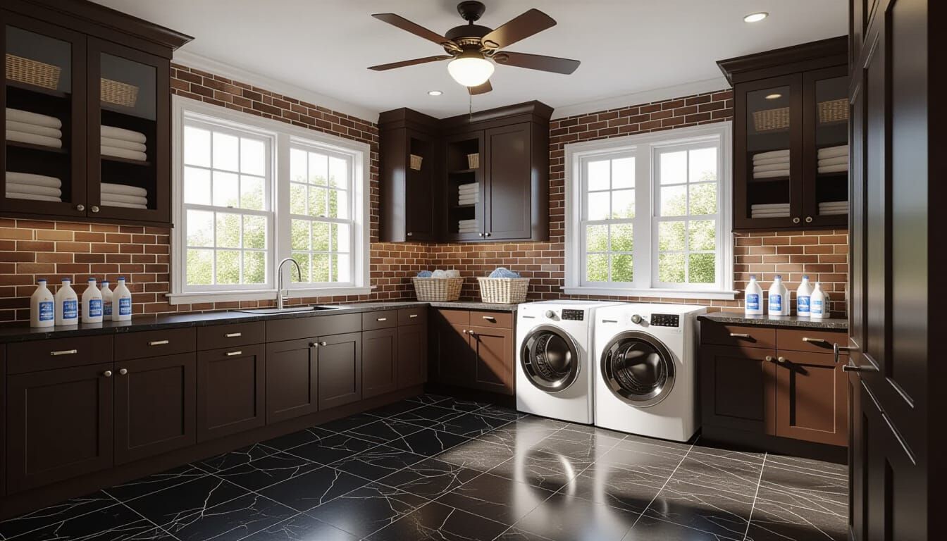 Victorian Laundry Room with Glass Wall
