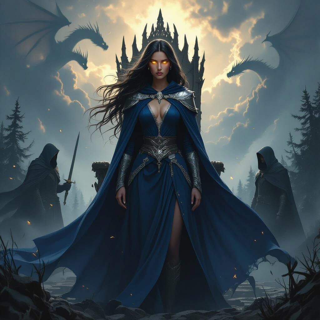 Fantasy Woman with Dragons and Magic