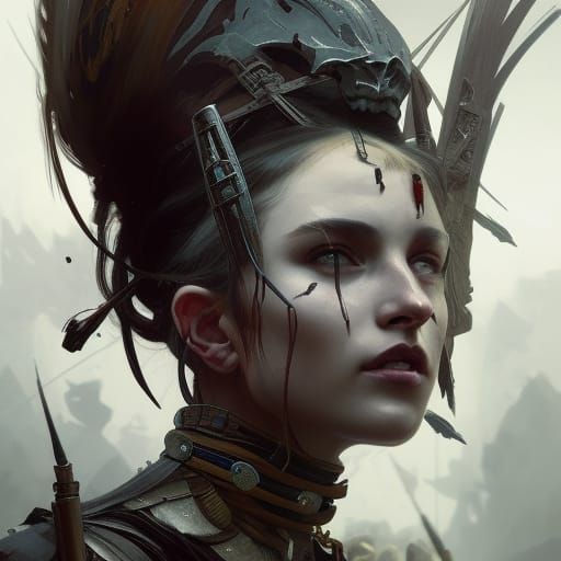 Detailed Portrait of a Young Woman Warrior