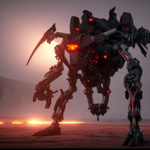 Demonic Mech with Intricate Sci-Fi Details