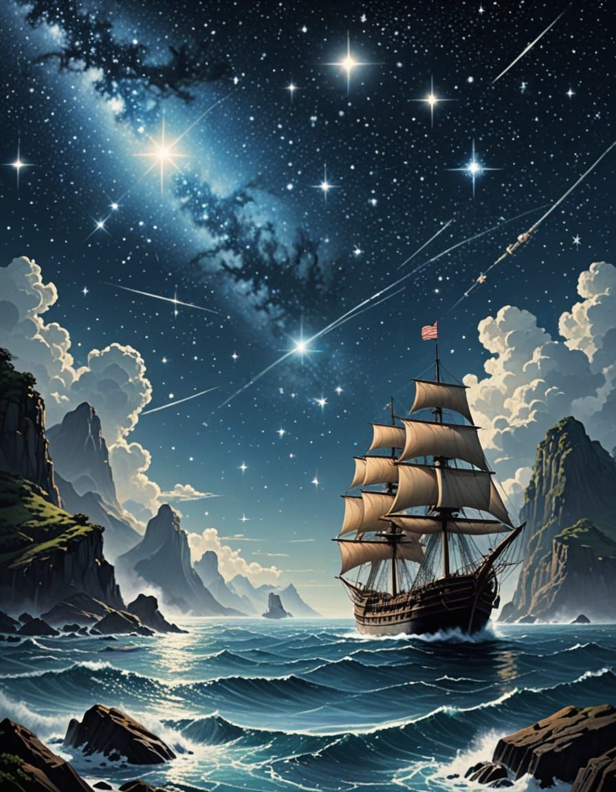 Celestial Sailor's Blessing Under Starry Skies
