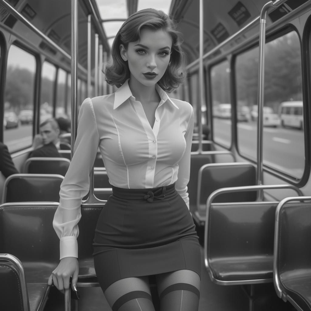 Glamorous French Woman on a Bus