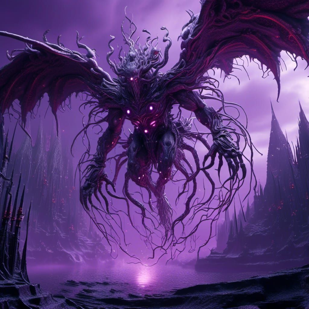 Demonic Being Floating with Magical Energy