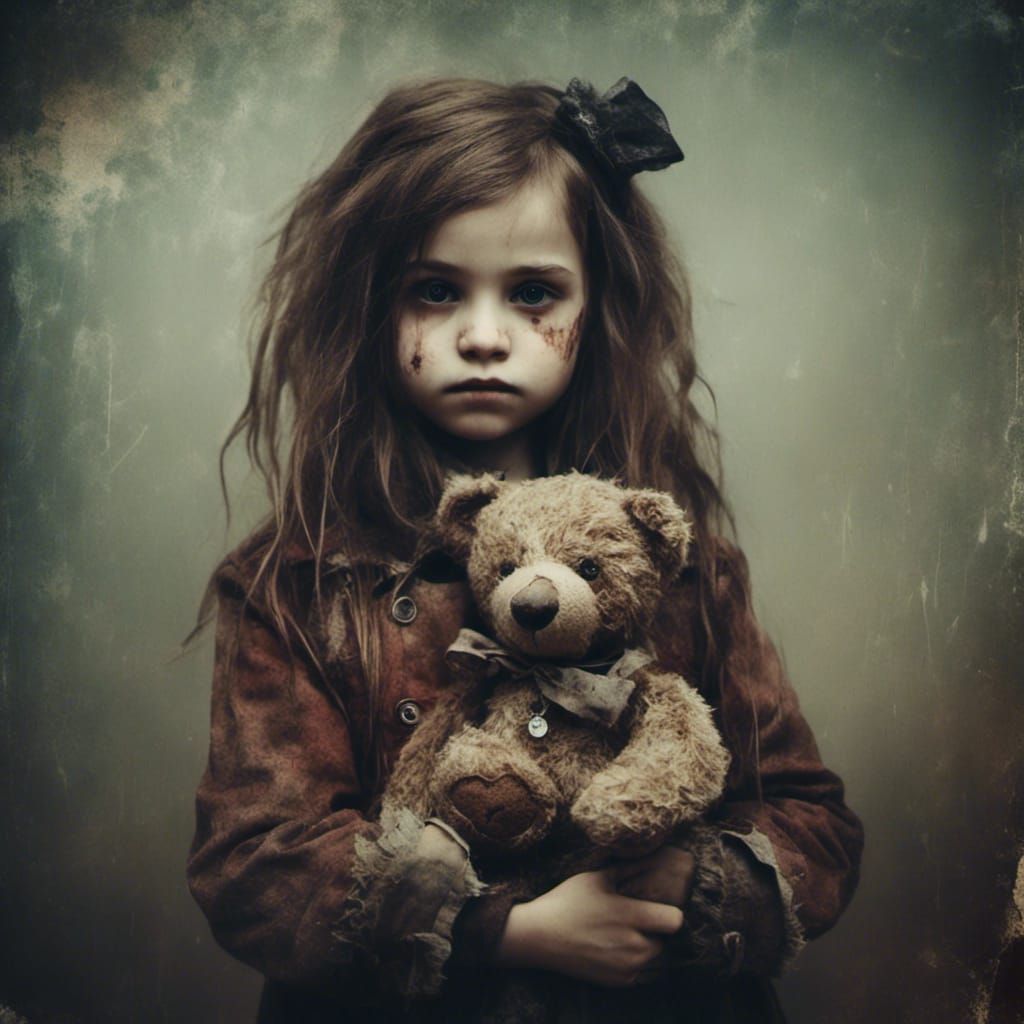 Grunge Girl with Punk Teddy Bear