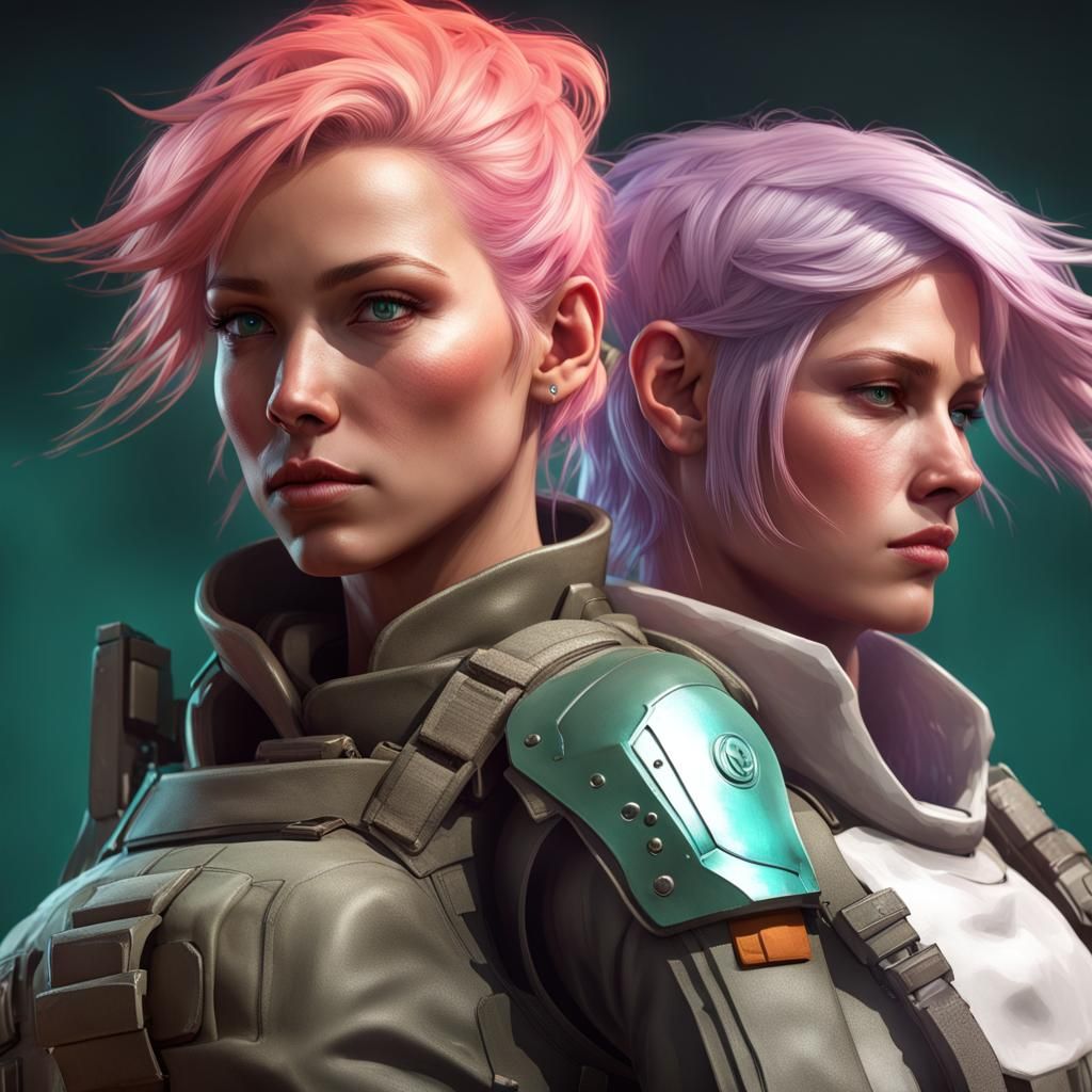 Pink and White Haired Soldiers in Dynamic Combat