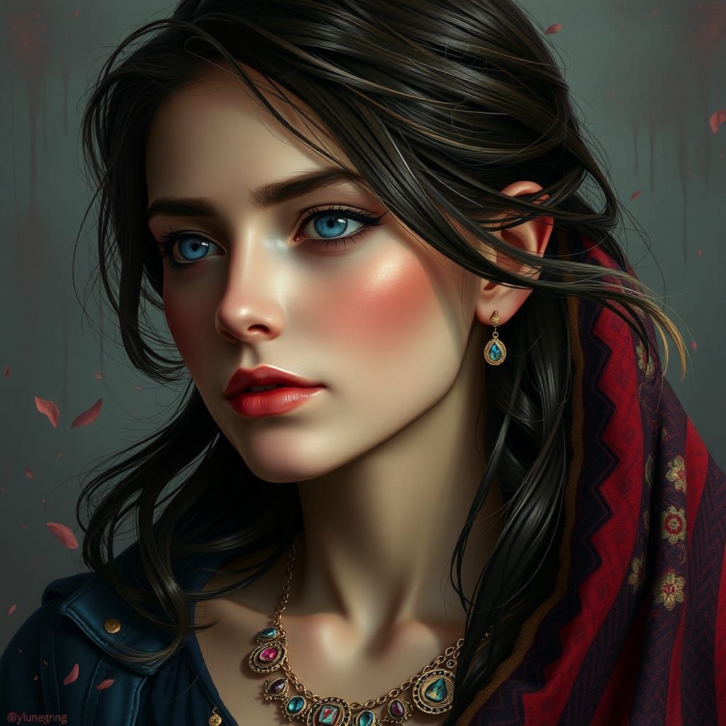 Portraits of Four Singers in Hyperdetailed Splash Art