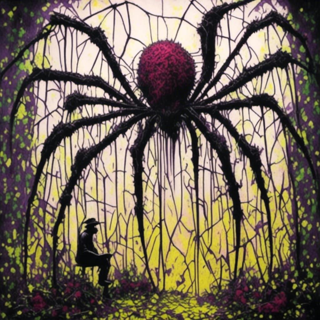 Giant Spider in Graffiti Art Style