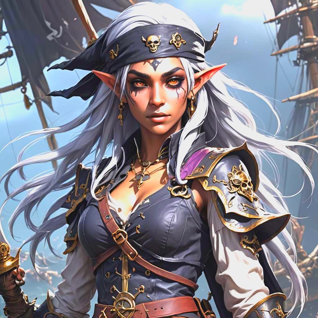 Pirate Dark Elf Half-Fae in 3D Anime Art