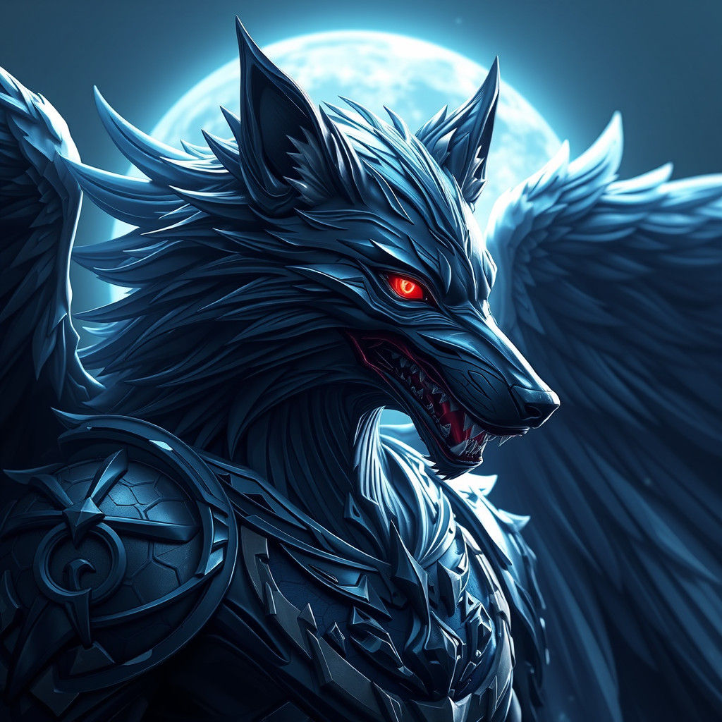 Cyberpunk Angel Wolf in 3D Anime Art