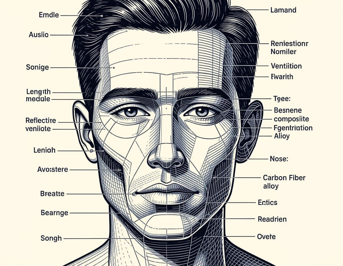 Technical Blueprint Portrait of a Human Face