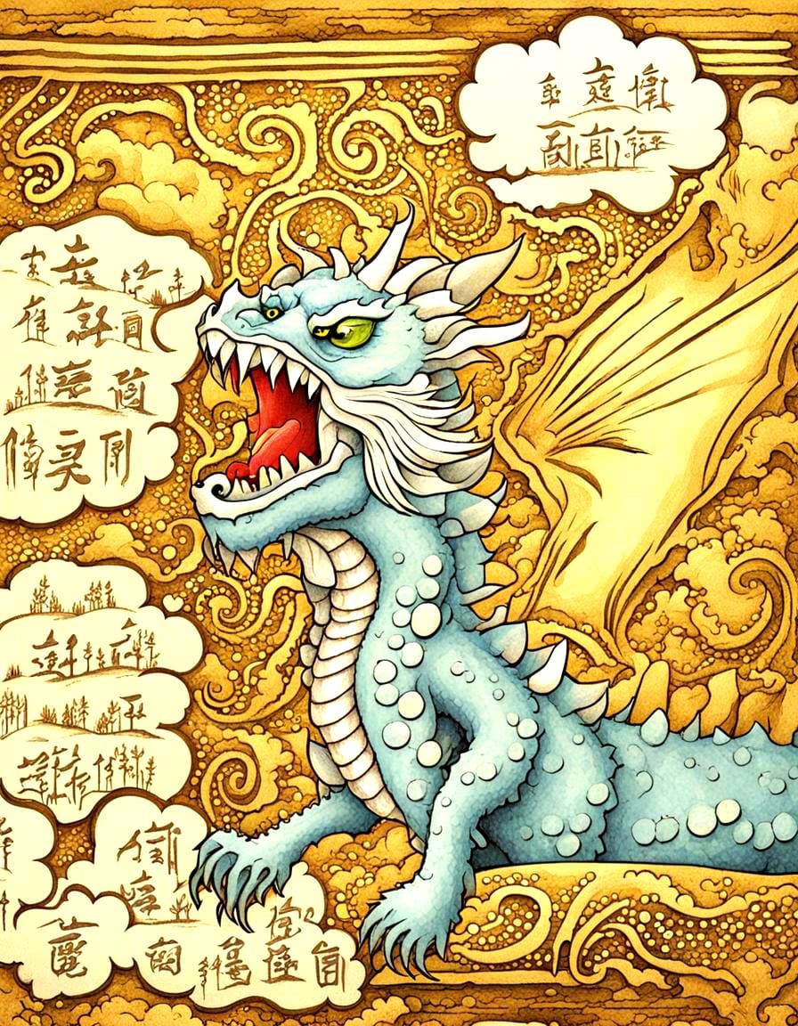 Comic-Style Blue Dragon Speaks Out