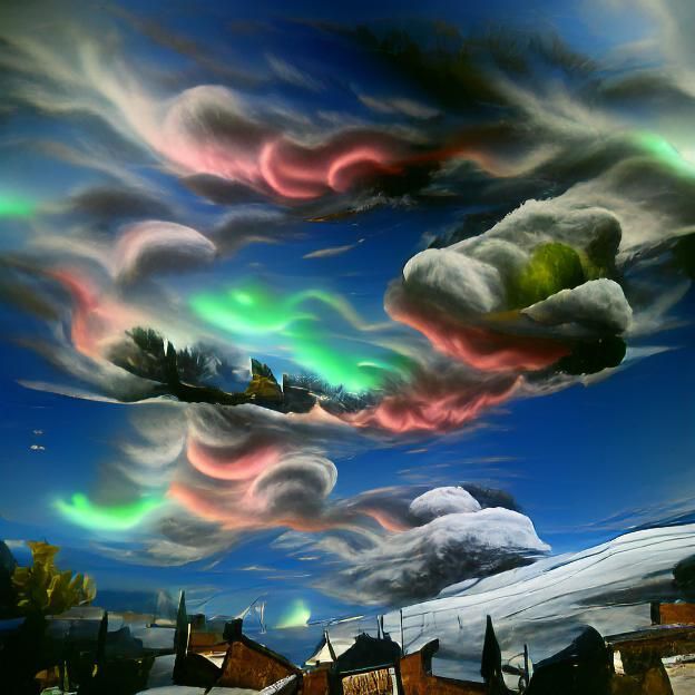 Hyperreal Northern Lights Painting with Volumetric Lighting