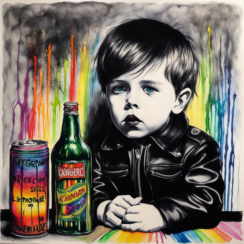 Goth Band in Surreal Crayon Drawing with Rayograph