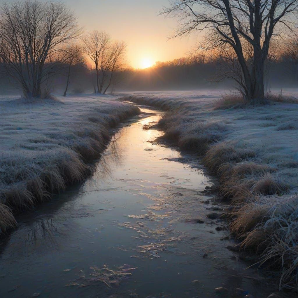 Harvest Super Moon Over Winter Landscape in Digital Art