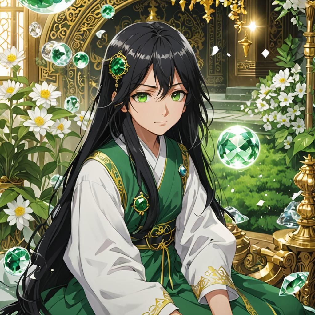 Anime Child Goddess in Throne Room