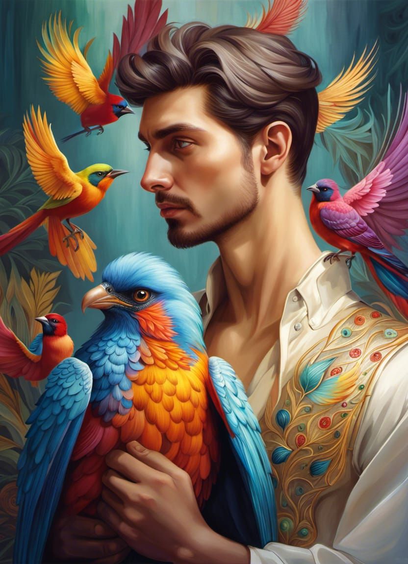 man with birds