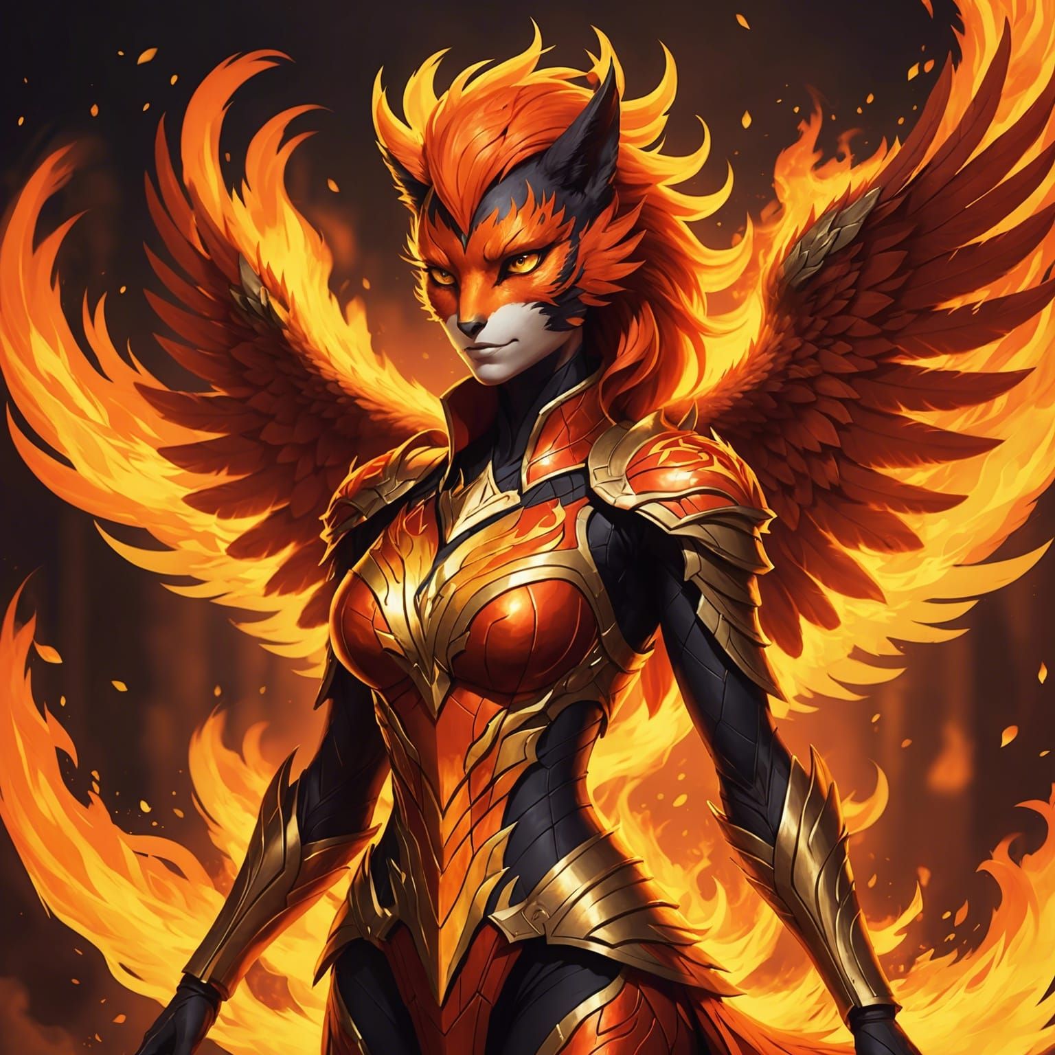 Gorgeous Phoenix Anthro in Burning Flames
