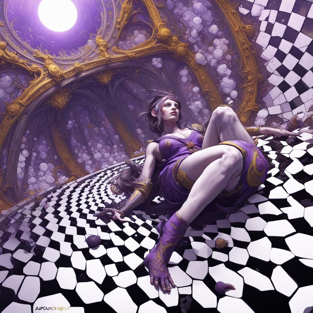 Hyperdetailed Dark Fantasy Art in Purple and Yellow