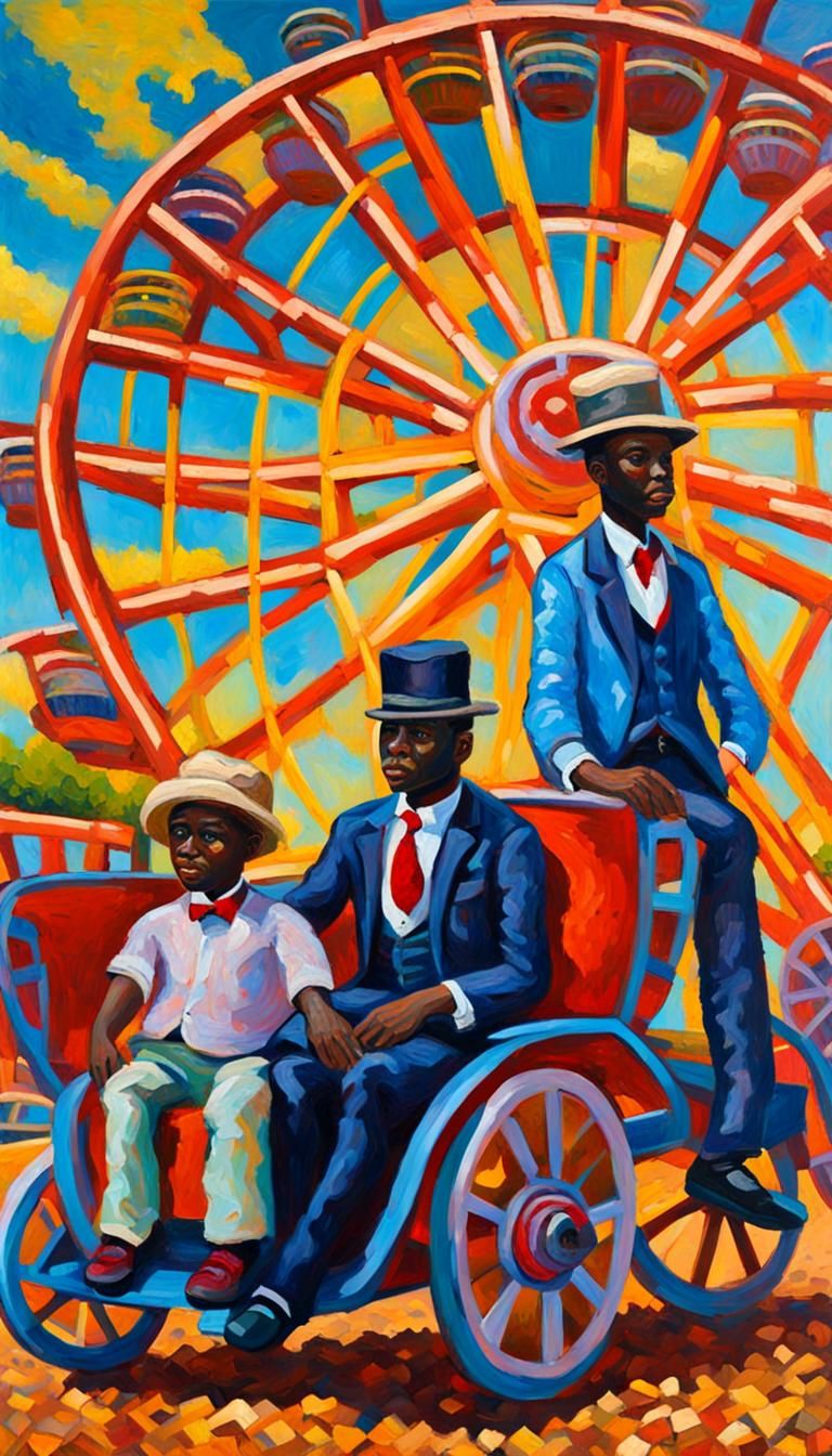 Amusement Park in Neo-Impressionist Style