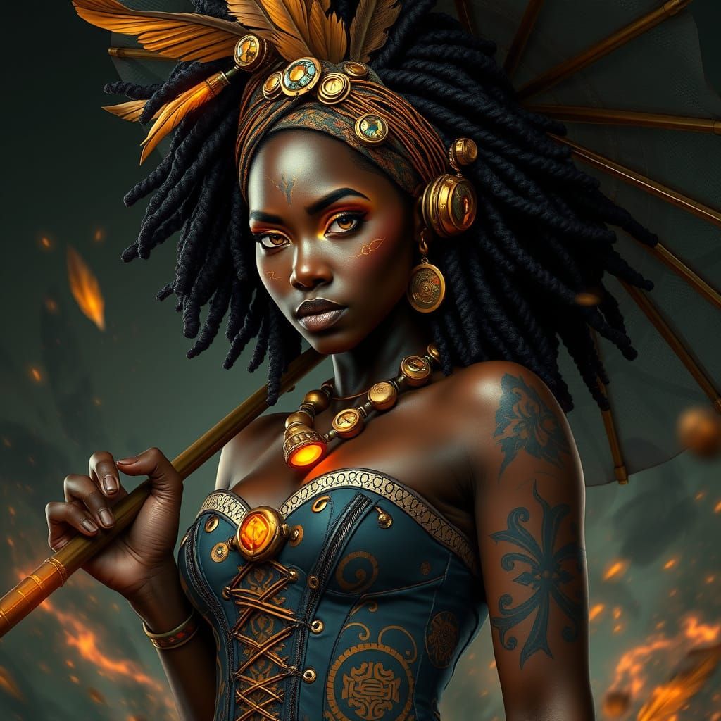 Steam-Powered Siren in Vibrant Ankara Print Corset