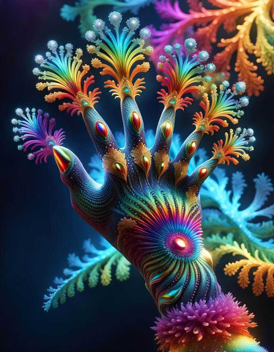 Surreal Fingerpunk Actinia with Fractal Rainbow Sparkle