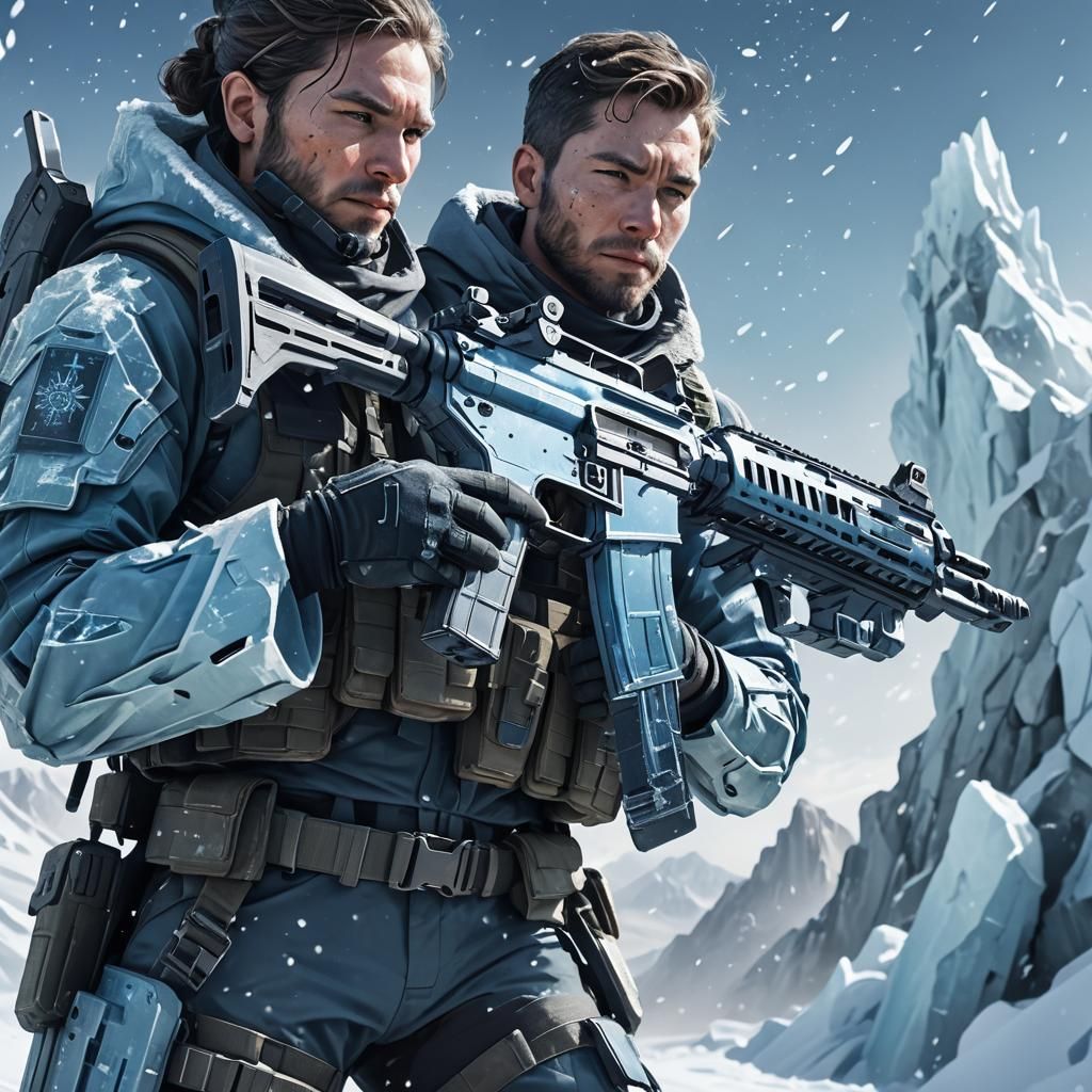 Sci-Fi Glacier Rifle in Icy Digital Painting