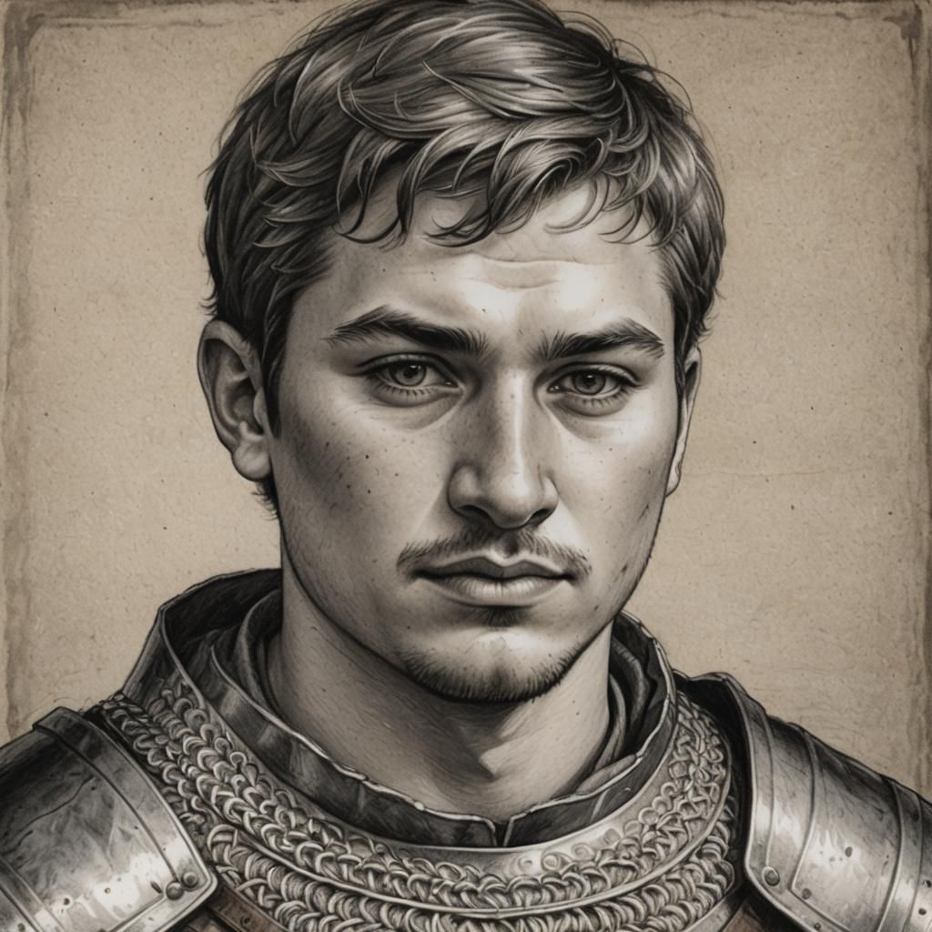 Medieval Peasant Portrait in Charcoal Style