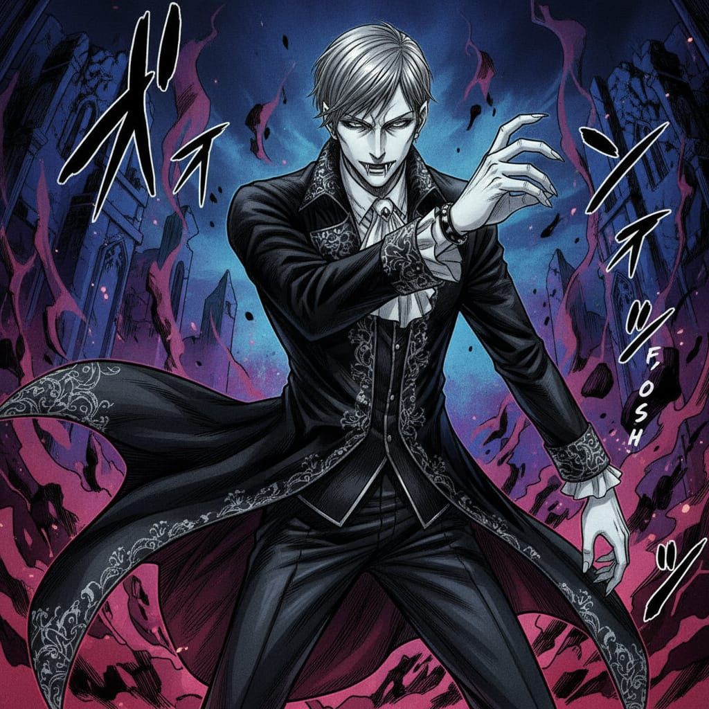 Elegant Vampire in Manga Style, Studio Trigger Inspired