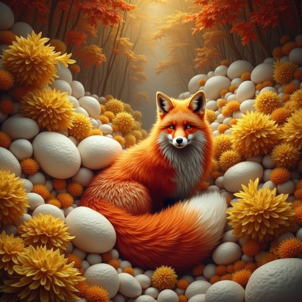 Red Fox in Magical Forest: Fantasy Concept Art