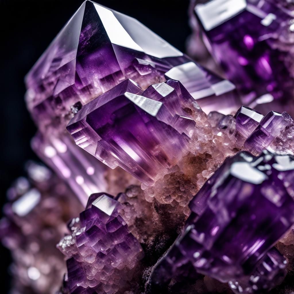Hyperrealistic Amethyst Quartz Crystal Interior in HDR