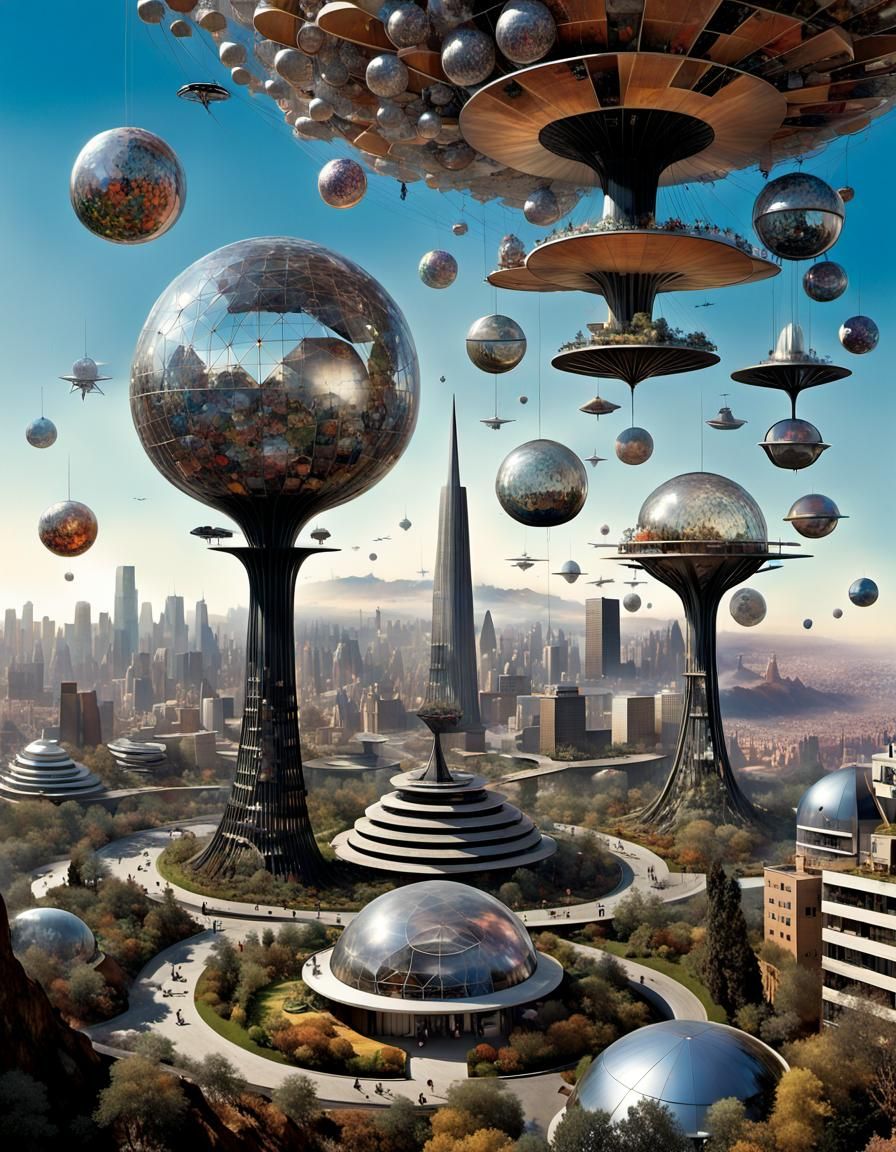Futuristic Cityscape in Quantum Punk Anarchytecture