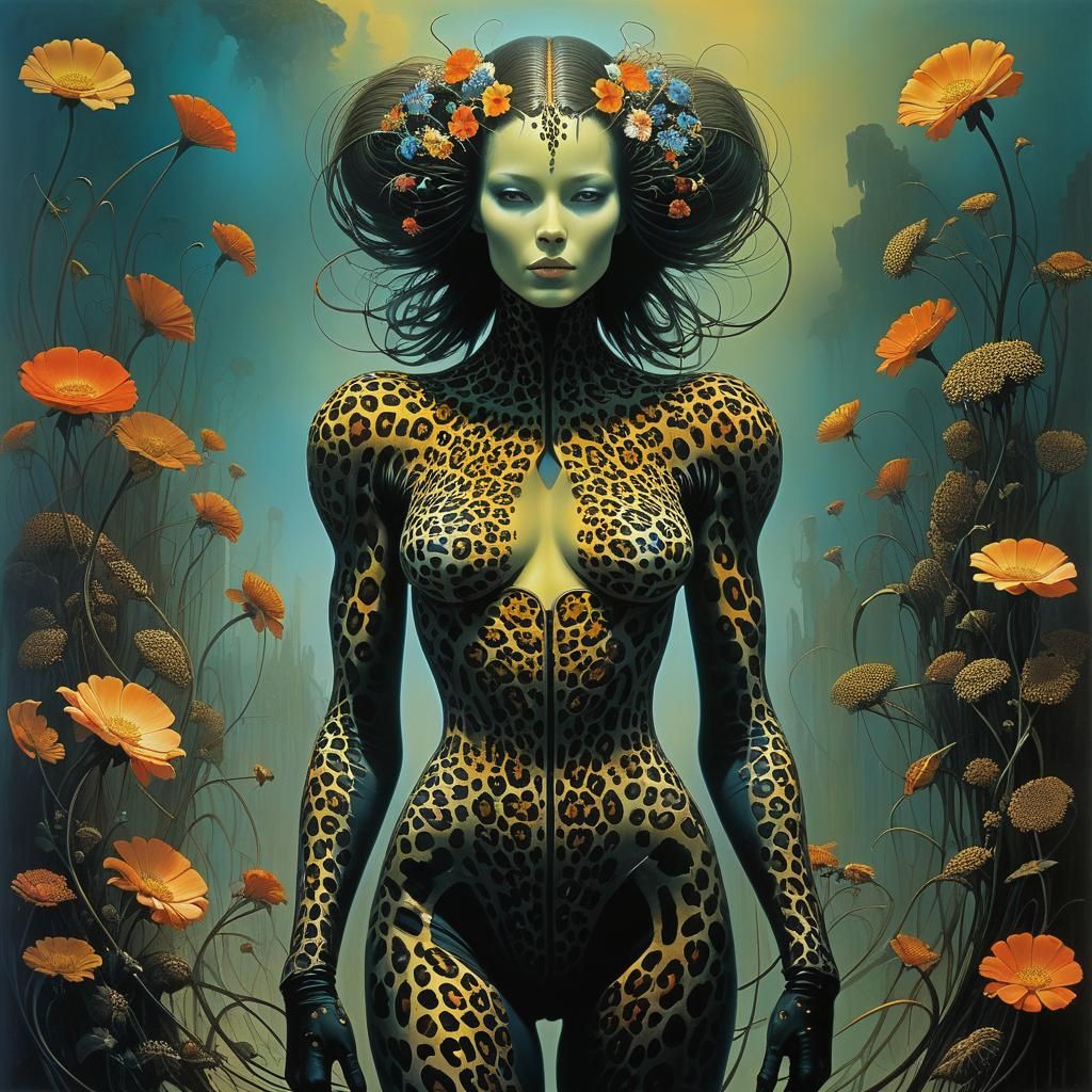 in style of Zdzislaw Beksinski's and Giger, Moebius. A Trans...