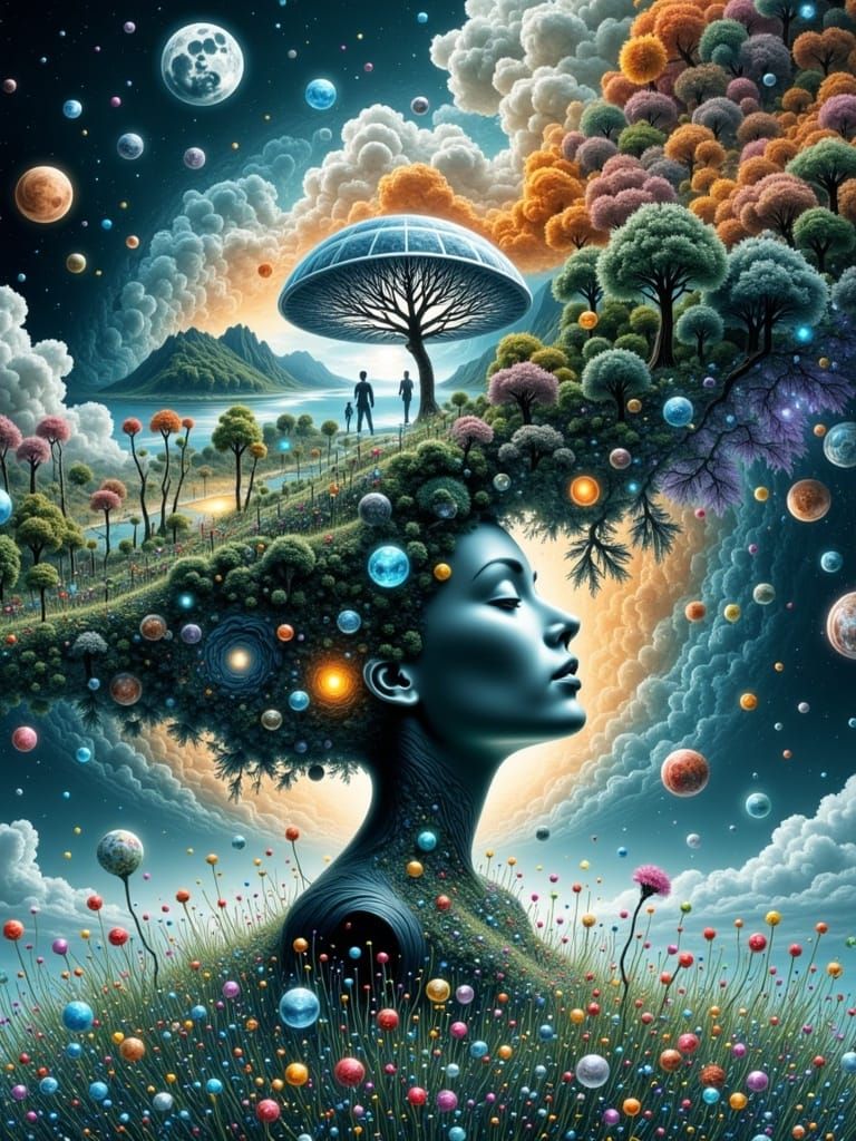 Surreal Cosmic Dreamscapes Inside the Human Mind
