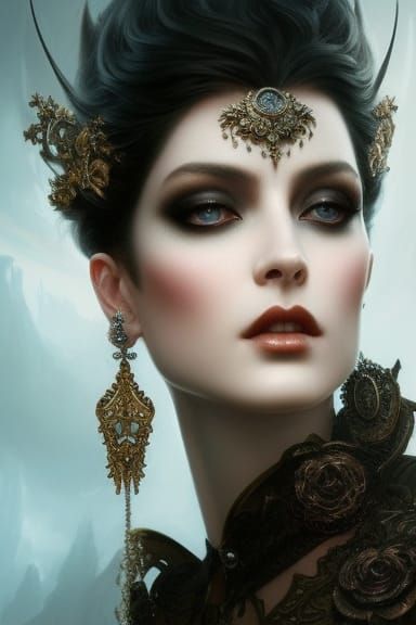 Gothic Cat in Dark Suit, Hyperdetailed Digital Portrait