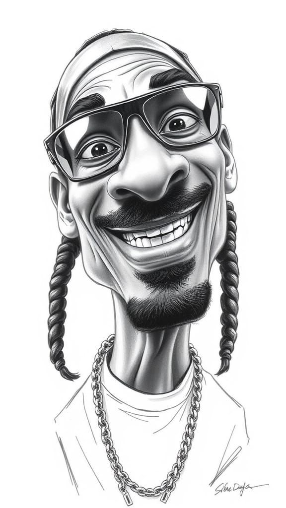 Funny Pencil Caricature of Snoop Dogg